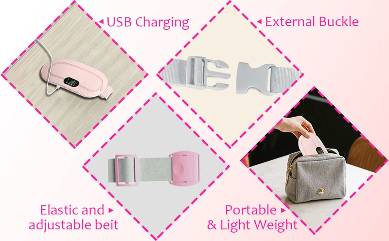 CrampEase™ Wearable Heat & Massage Belt — Drug-Free Period Pain Relief