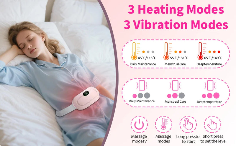 CrampEase™ Wearable Heat & Massage Belt — Drug-Free Period Pain Relief