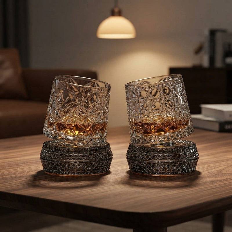 Rotating Whiskey Glasses – Gift Set of 2